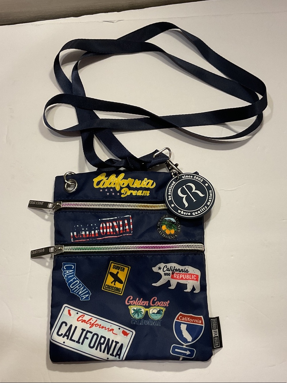 Robin Ruth Navy California Patch Crossbody Belt Bag